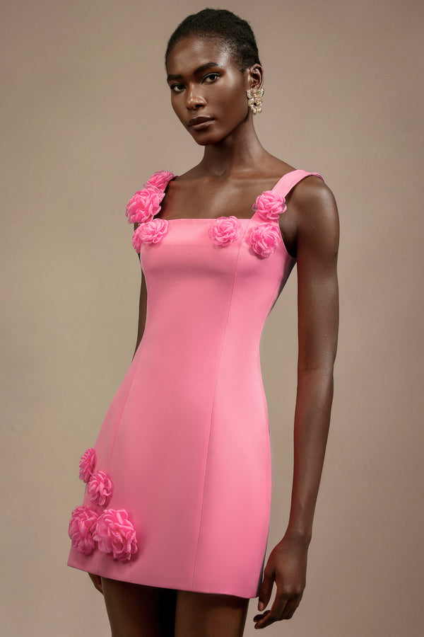 Fayie Çiçek Desenli Halter Yaka Mini Elbise