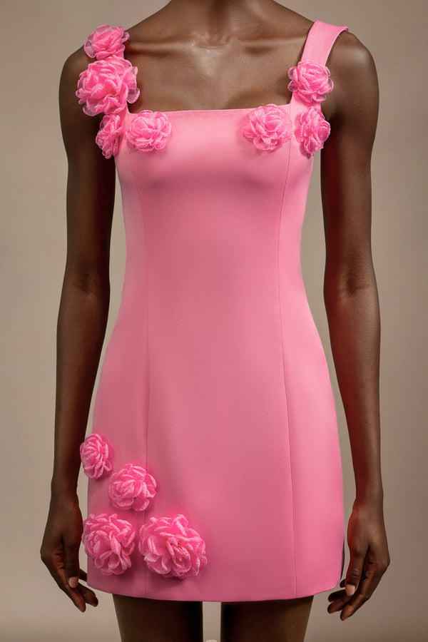 Fayie Çiçek Desenli Halter Yaka Mini Elbise