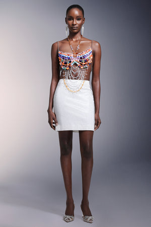 Rosi Kolsuz Halter Yaka Püsküllü Göğüs Zinciri