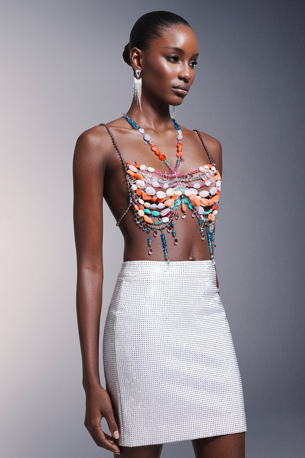 Millie Kolsuz Halter Yaka Püsküllü Göğüs Zinciri