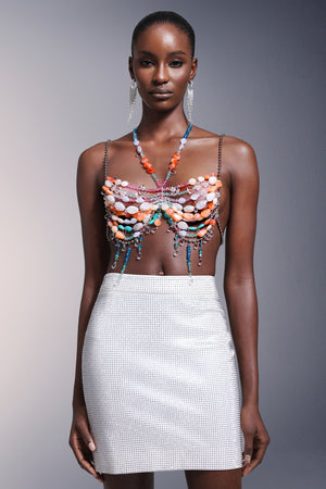 Millie Kolsuz Halter Yaka Püsküllü Göğüs Zinciri