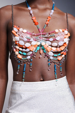 Millie Kolsuz Halter Yaka Püsküllü Göğüs Zinciri