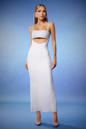 Jenny Bandaj Kumaş Kolsuz Maksi Elbise