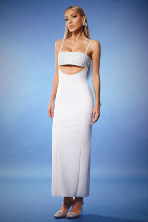 Jenny Bandaj Kumaş Kolsuz Maksi Elbise