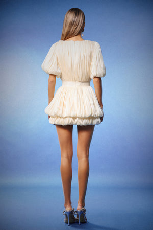 Matalin Derin V Yaka Kısa Kollu Çiçekli Mini Elbise