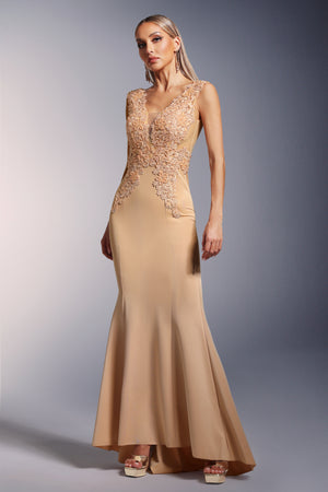 Tia Dantelli Derin V Yaka Kuyruklu Maksi Elbise