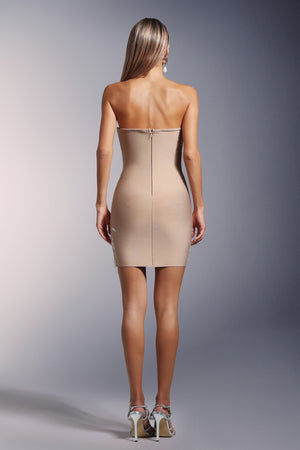 Zimino İnci Detaylı Straplez Mini Elbise