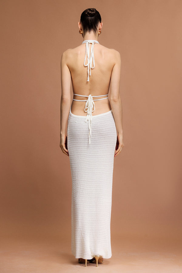 Rayen Halter Yaka Kolsuz Uzun Elbise