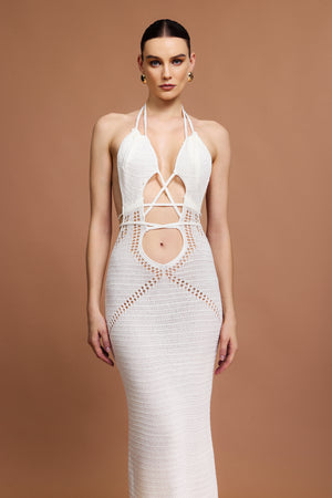 Rayen Halter Yaka Kolsuz Uzun Elbise