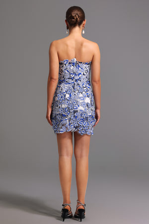Sharina Dantelli Straplez Mini Elbise