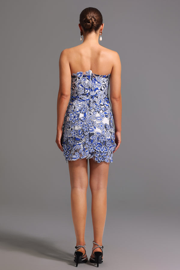 Sharina Dantelli Straplez Mini Elbise