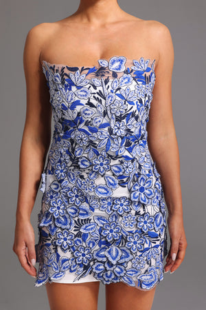 Sharina Dantelli Straplez Mini Elbise