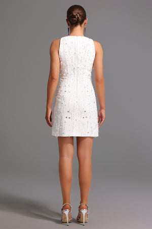 Forina Yuvarlak Yaka Payetli Kolsuz Mini Elbise