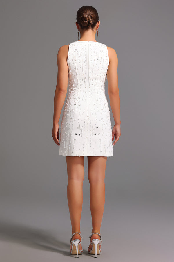 Forina Yuvarlak Yaka Payetli Kolsuz Mini Elbise