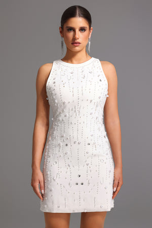 Forina Yuvarlak Yaka Payetli Kolsuz Mini Elbise