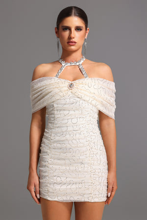 Eileen Halter Yaka Omuz Açık Mini Elbise