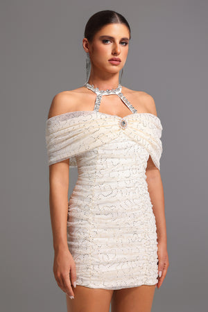 Eileen Halter Yaka Omuz Açık Mini Elbise