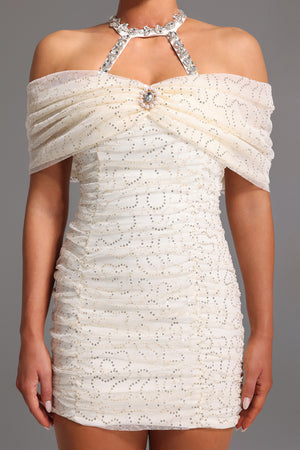 Eileen Halter Yaka Omuz Açık Mini Elbise