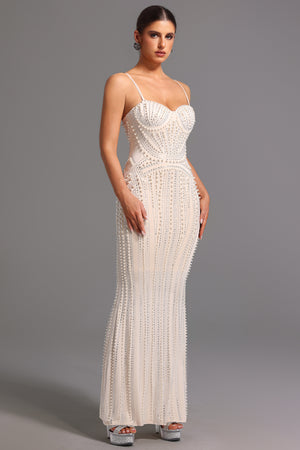 Inya Kolsuz İnci ve Taş Detaylı Uzun Elbise