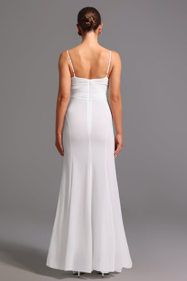 Dora Derin V Yaka Çiçekli Uzun Elbise