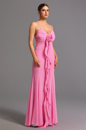 Kivi Desenli Derin V Yaka Maksi Elbise