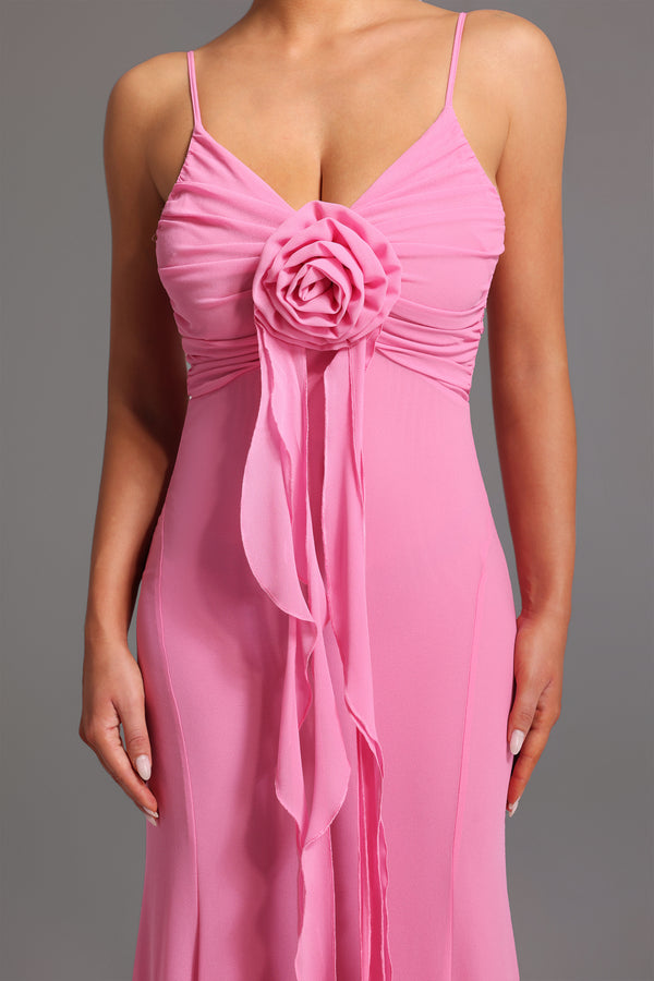 Kivi Desenli Derin V Yaka Maksi Elbise