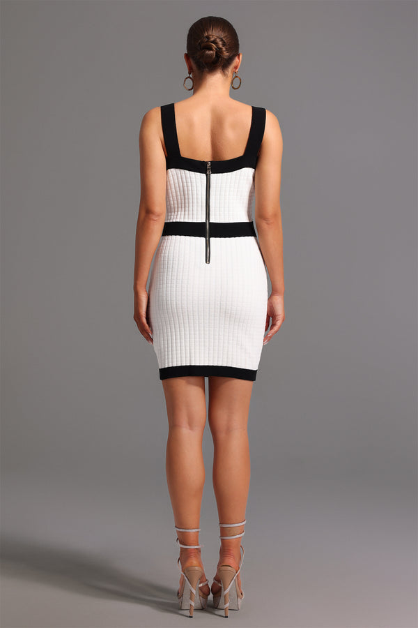 Kolsuz Kare Yaka Mini Elbise