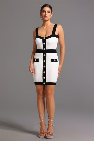 Kolsuz Kare Yaka Mini Elbise