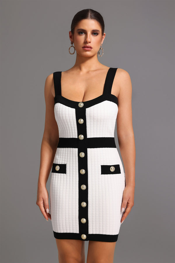 Kolsuz Kare Yaka Mini Elbise