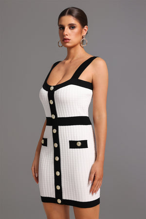 Kolsuz Kare Yaka Mini Elbise