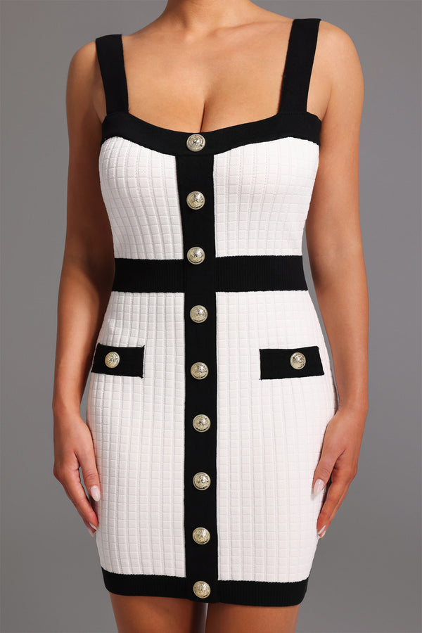 Kolsuz Kare Yaka Mini Elbise