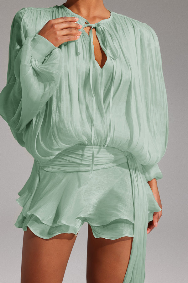 Dekia Uzun Kollu Volanlı Mini Elbise