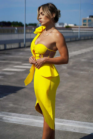 Tek Omuzlu Kokteyl Midi Elbise