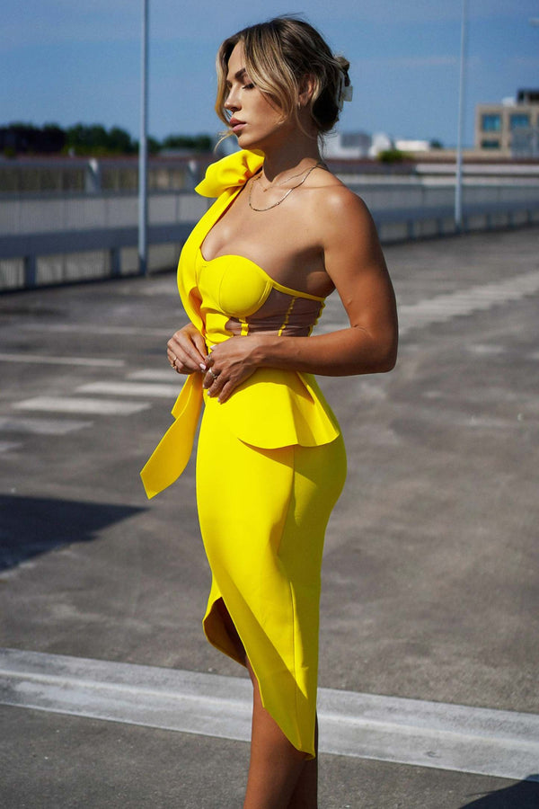 Tek Omuzlu Kokteyl Midi Elbise