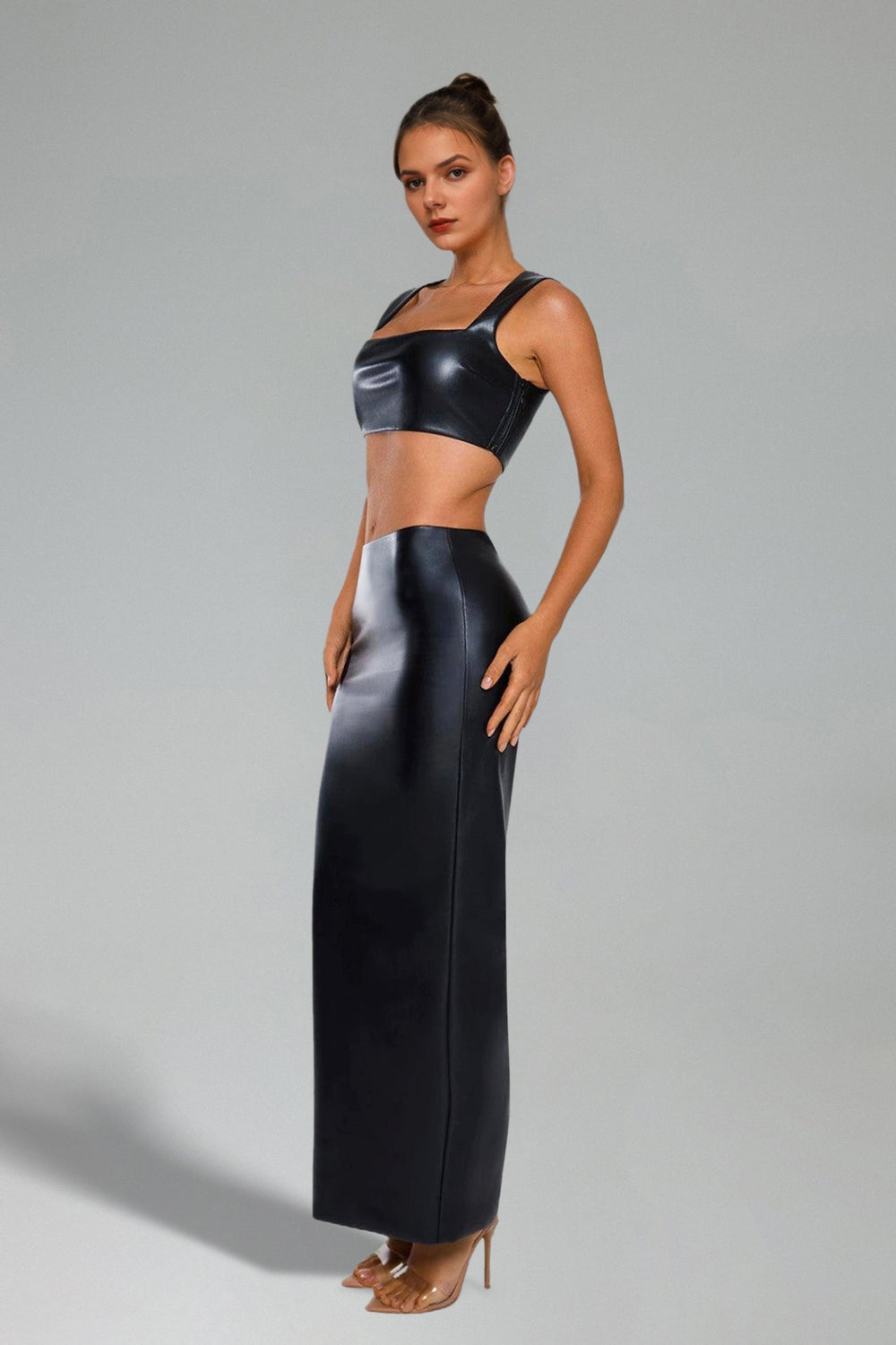 Black halter neck jumpsuit with true-to-size fit