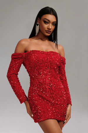 Clara Fonet Özel Tasarım Sequins Mini Elbise