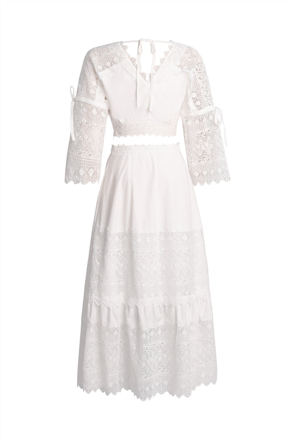 Eudora Derin V Yaka Dantelli Maksi Takım