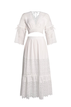 Eudora Derin V Yaka Dantelli Maksi Takım