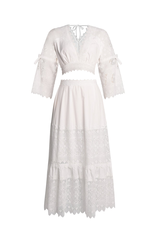 Eudora Derin V Yaka Dantelli Maksi Takım