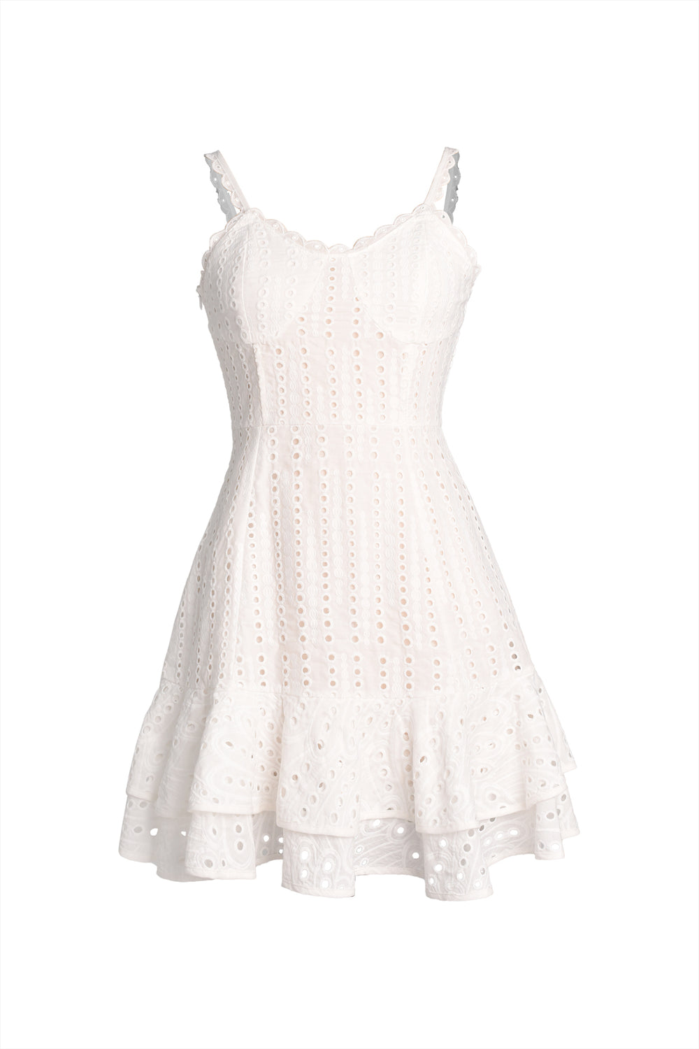 Veren Beyaz Dantelli Mini Elbise