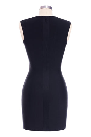 Klasik Siyah V Yaka Bandaj Mini Elbise