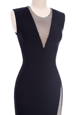 Klasik Siyah V Yaka Bandaj Mini Elbise