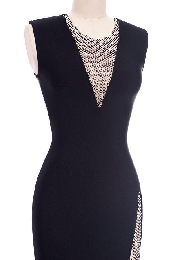 Klasik Siyah V Yaka Bandaj Mini Elbise