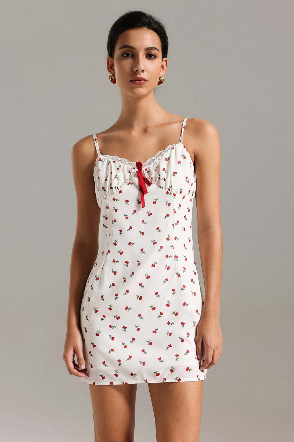 Demily baskılı polyester mini elbise, makinede yıkanabilir