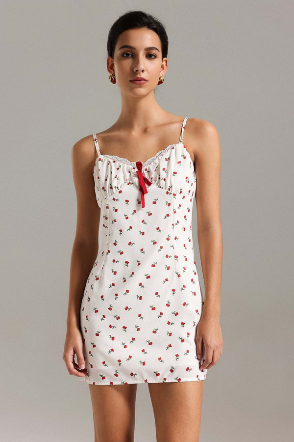 Demily baskılı polyester mini elbise, makinede yıkanabilir