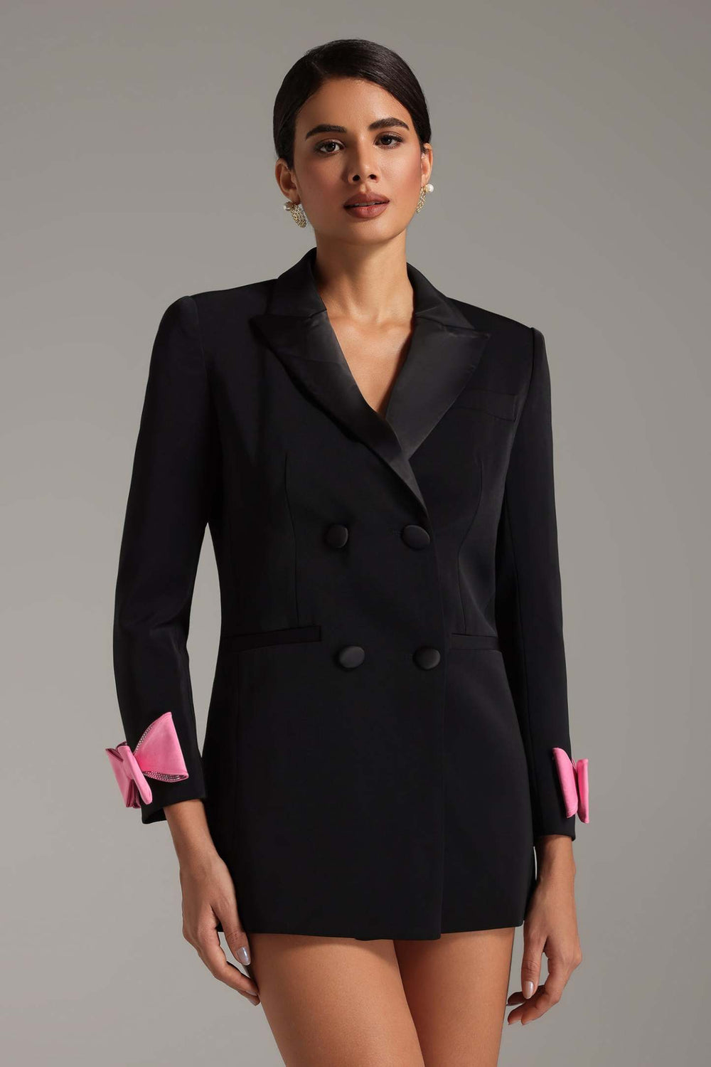 Didu bağcıklı blazer ceket, polyester ve pamuk karışımı