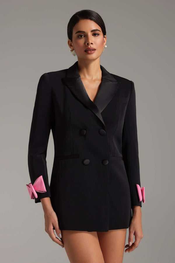 Didu bağcıklı blazer ceket, polyester ve pamuk karışımı