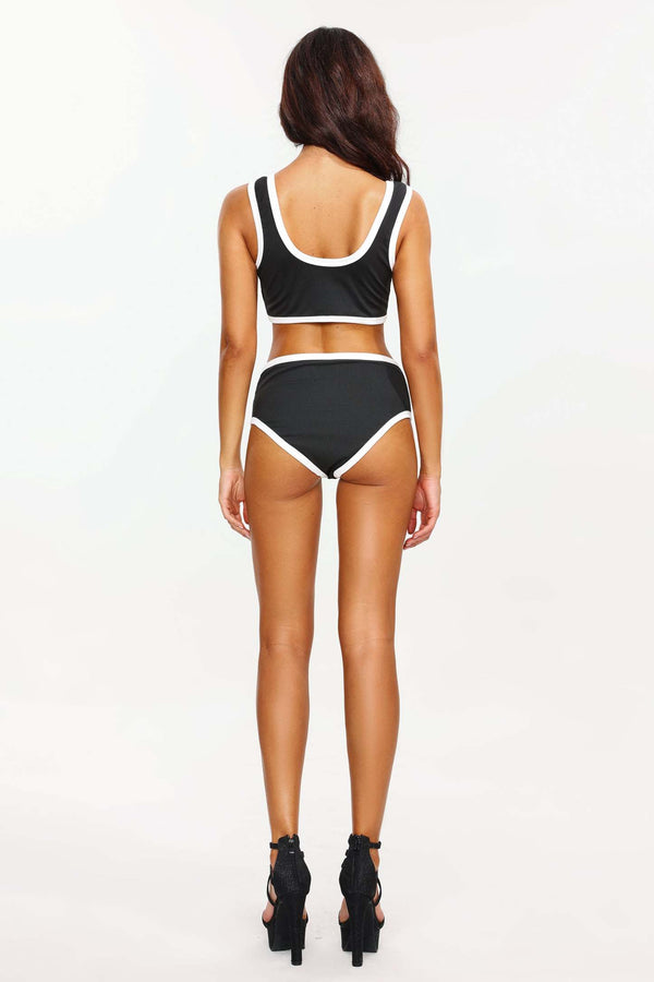 Düğmeli Naylon Spandex Mayo Takımı