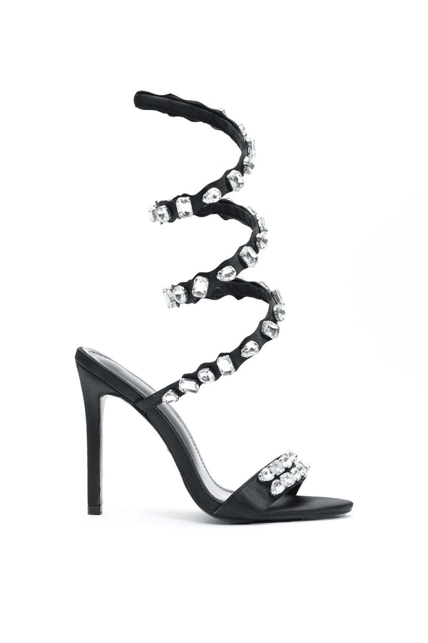 Eka Taş Detaylı Bilek Bağcıklı Stiletto Sandalet