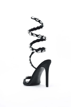 Eka Taş Detaylı Bilek Bağcıklı Stiletto Sandalet